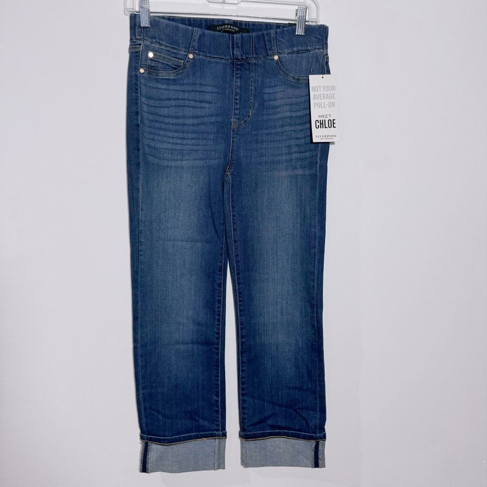 NWT Stitch Fix Liverpool Chloe Crop Rolled Up Cuff Pull‎ On Capri 4/27 Casual